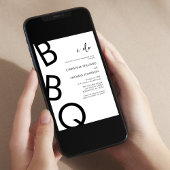 モダン白黒I do BBQ婚約パーティ 招待状