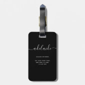 モダン白黒Monogram Chicスクリガーリープト名 ラゲッジタグ (裏面縦)