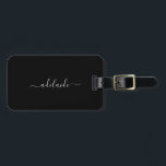 モダン白黒Monogram Chicスクリガーリープト名 ラゲッジタグ<br><div class="desc">モダンガーリー白黒Monogram Chic Script Name Lagage Tag.この白エレガント黒ラゲッジタモノグラムのグを、ラゲッジのクラシックスクリプトシンプルタイポグラフィで名前を付けます。彼女にぴったりの贈り物、旅行の贈り物、結婚贈り物、ビジネスの贈り物、新学期のアイディア。</div>