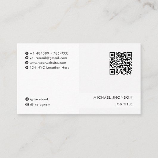 モダン白黒QRコードソーシャルメディアのアイコンのロゴ 名刺 (正面)