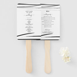 モダン白黒QRコード結婚式 プログラム ハンドファン