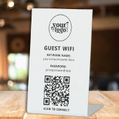 モダン白黒QR WiFiパスワードビジネス署名 台座サイン