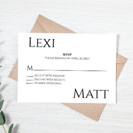 モダン白黒RSVPカード 出欠カード