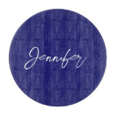 モダン真夜中の青い無地ユニーク手書き名 カッティングボード (正面)