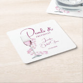 モダン真珠とプロセッコブライダルシャワー結婚ズ スクエアペーパーコースター (アングル)