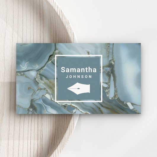 モダン石板グレイ大理石ペンニブプロフェッショナル 名刺