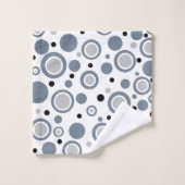 モダン石板グレーシルバーホワイト幾何学模様 バスタオルセット (ウォッシュタオル)