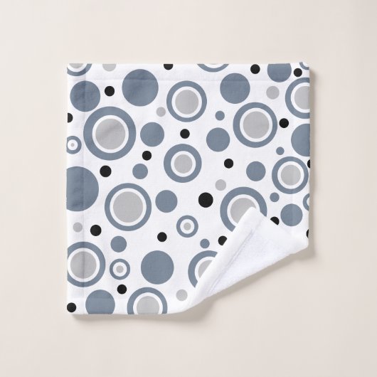 モダン石板グレーシルバーホワイト幾何学模様 バスタオルセット (ウォッシュタオル)