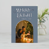 モダン石板グレー&シルバークリスマスフォト 箔シーズンカード (立ち正面)