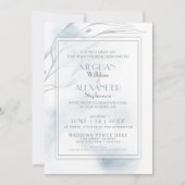 モダン石板ブルーウォーターの色スプラッシュ 招待状 (正面)