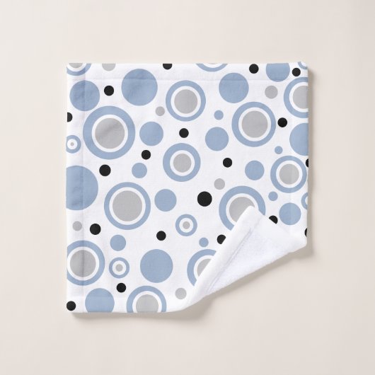 モダン石板ブルーシルバーホワイト幾何学模様 バスタオルセット (ウォッシュタオル)