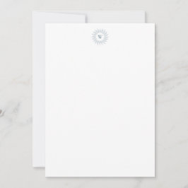 モダン石板ブルー日が差すことモノグラム ノートカード