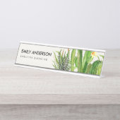 モダン砂漠サボテンフローラガーデン水彩 デスクネームプレート (正面)