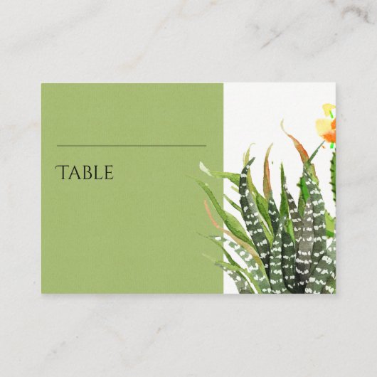 モダン砂漠サボテンフローラガーデン水彩 プレイスカード (裏面)