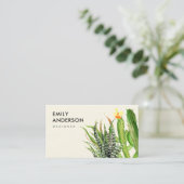 モダン砂漠サボテンフローラガーデン水彩 名刺 (スタンド正面)