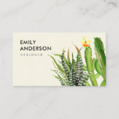 モダン砂漠サボテンフローラガーデン水彩 名刺 (正面)