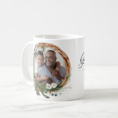 モダン祖父の台本の葉のリース写真 コーヒーマグカップ (正面左)