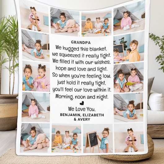 モダン祖父カスタム数々の写真祖父母 フリースブランケット