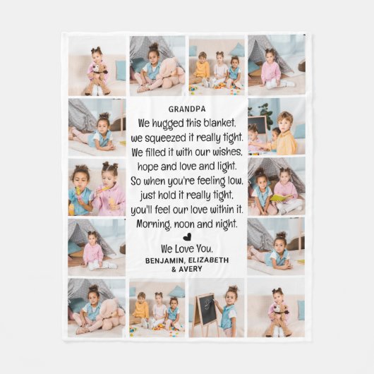 モダン祖父カスタム数々の写真祖父母 フリースブランケット (正面)