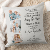 モダン祖父母の詩3フォトシルバーグレー クッション