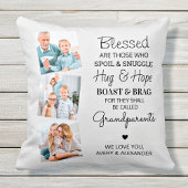 モダン祖父母の詩3フォトシルバーグレー クッション