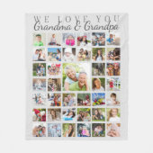 モダン祖父母フォトコラージュ灰色 フリースブランケット (正面)