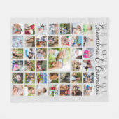 モダン祖父母フォトコラージュ灰色 フリースブランケット (正面(横))