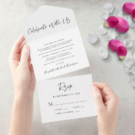 モダン祝U.S. Wedding Reception オールインワン招待状