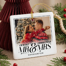 モダン私たちの初めてのクリスマスMR&MRS結婚記念写真