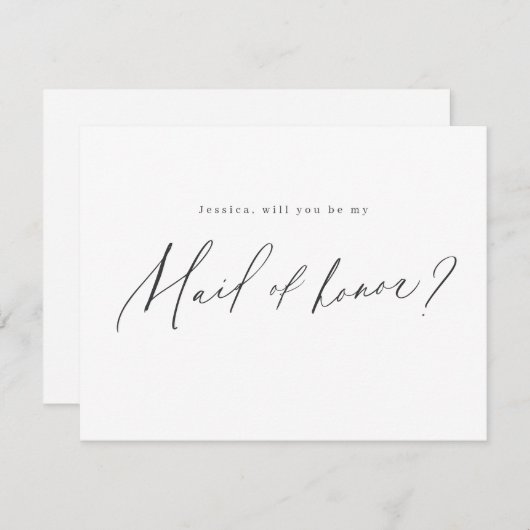 モダン私のメイド・オブ・オーナー（花嫁付き添い人）のスクリミニマルプトになります 招待状 (正面/裏面)