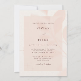 モダン秋のピンクフローラ離れシャド結婚ウ 招待状