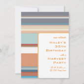 モダン秋の収穫 35歳の誕生日 カラフルなストライプ 招待状 (正面)