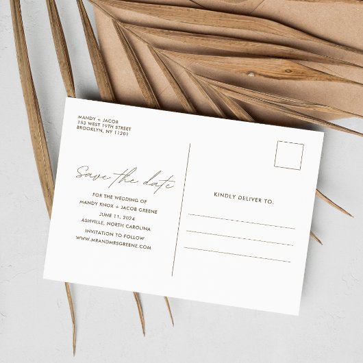 モダン秋の結婚式写真Boho日付を保存 案内ポストカード