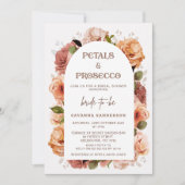 モダン秋の花びらプロセッコ ブライダルシャワー 招待状 (正面)