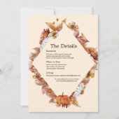 モダン秋オレンジBOHOの結婚詳細カード 招待状 (正面)