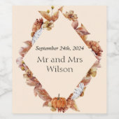 モダン秋オレンジBOHO結婚のワインラベル ワインラベル (シングルラベル)