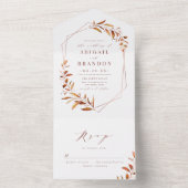 モダン秋グリーニ素朴ー幾何結婚品 オールインワン招待状 (内側)