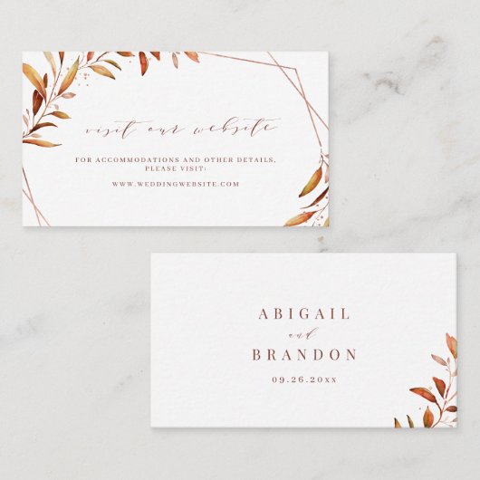 モダン秋グ結婚レリーのWebサイト挿入カード プレイスカード (正面/裏面)