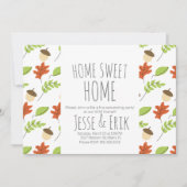 モダン秋ツリーズアンドアコーン引っ越し祝いパーティーパーティー 招待状 (正面)