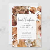 モダン秋ニュートラルフローラフレームブライダルルンチョン 招待状 (正面)