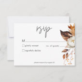 モダン秋ニュートラルフローラフレ結婚ームのNo Dinner 出欠カード (正面)