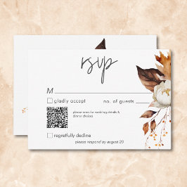 モダン秋ニュートラルフローラフレ結婚ームのQRコード 出欠カード