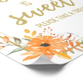 モダン秋フローラ結婚のバー標識 ポスター (角)