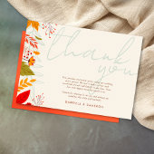 モダン秋ブライトシンプルフローラアイボリー結婚の サンキューカード