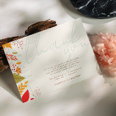 モダン秋ブライトシンプルフローラアイボリー結婚の サンキューカード