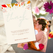 モダン秋ブライトシンプルフローラアイボリー結婚の サンキューカード