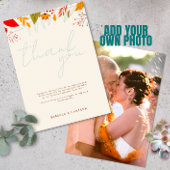 モダン秋ブライトシンプルフローラアイボリー結婚の サンキューカード