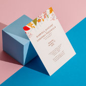 モダン秋ブライトシンプルフローラ写真結婚の 招待状