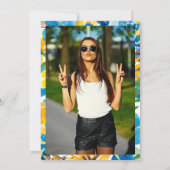 モダン秋ブルーイエローフローラシック写真甘い16 招待状 (裏面)