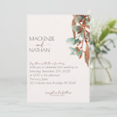 モダン秋リーフ秋結婚式招待状 招待状 (スタンド正面)